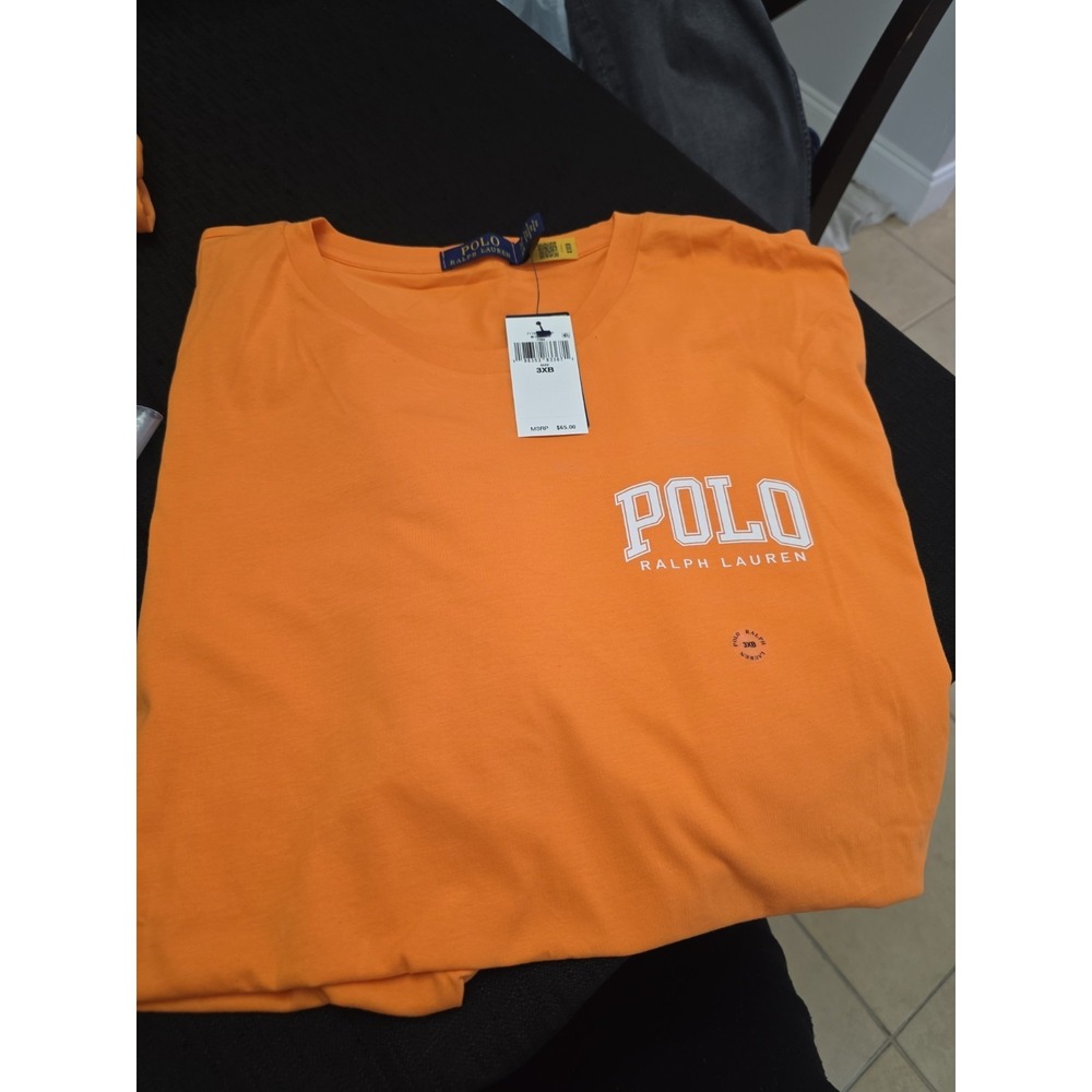 Polo Ralph Lauren T-Shirt Mens 3XB Orange Graphic‎ Logo Big Man NWT